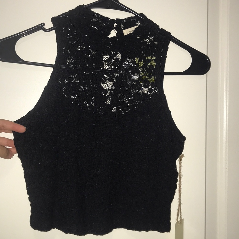 black lace crop top